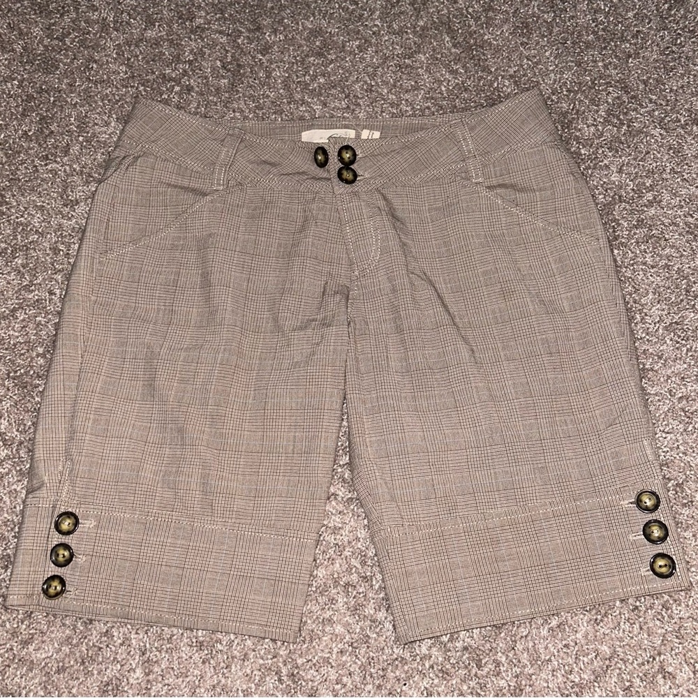 Vintage Guess plaid Brown Stretch Fabric